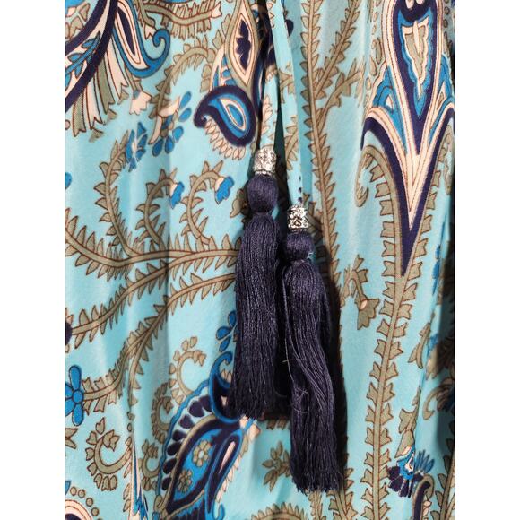 Chelsea and Theodore Maxi Skirt Women's Size XS Blue Paisley Hippie Boho Tassled - Picture 4 of 10